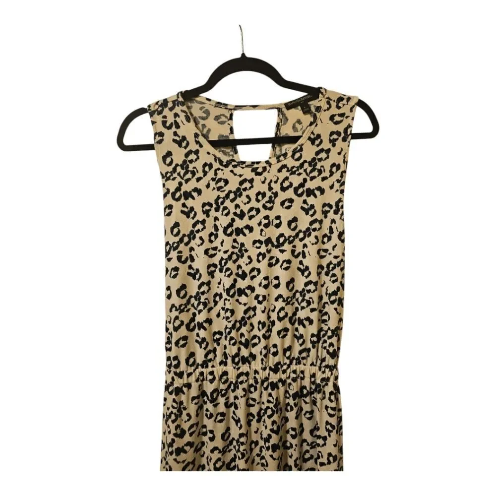 BANANA REPUBLIC Crossback Midi Dress Navy Off White Leopard‎ Print - Size Large - Picture 5 of 12
